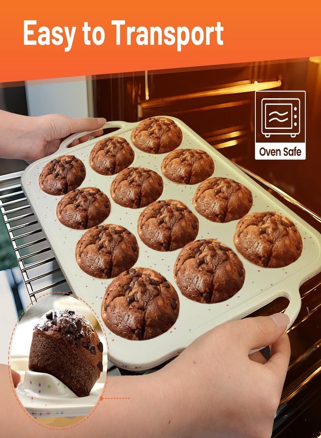 Vinino 2Pack Silicone Muffin Pan for Baking with Metal Reinforced Frame, 12 Cup Regular Size Cupcake Pan, BPA Free Silicone Muffin Tray, Cupcake Baking Pan Bite Molds for Oven Dishwasher Safe - Image 4