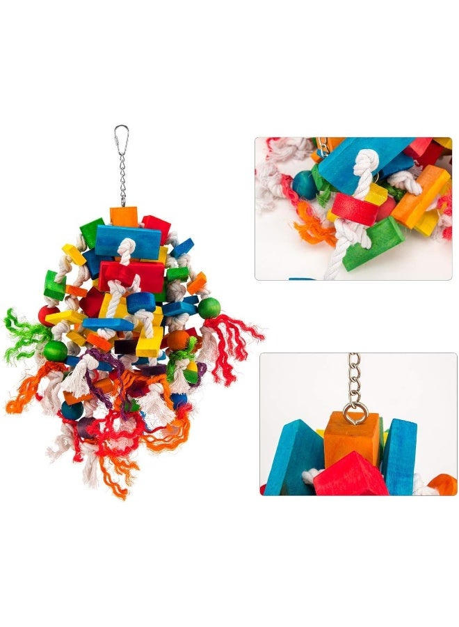 Mumoo Bear Large and Small Parrot Toy - Multicolored Wooden Blocks Tearing Toys - Image 2