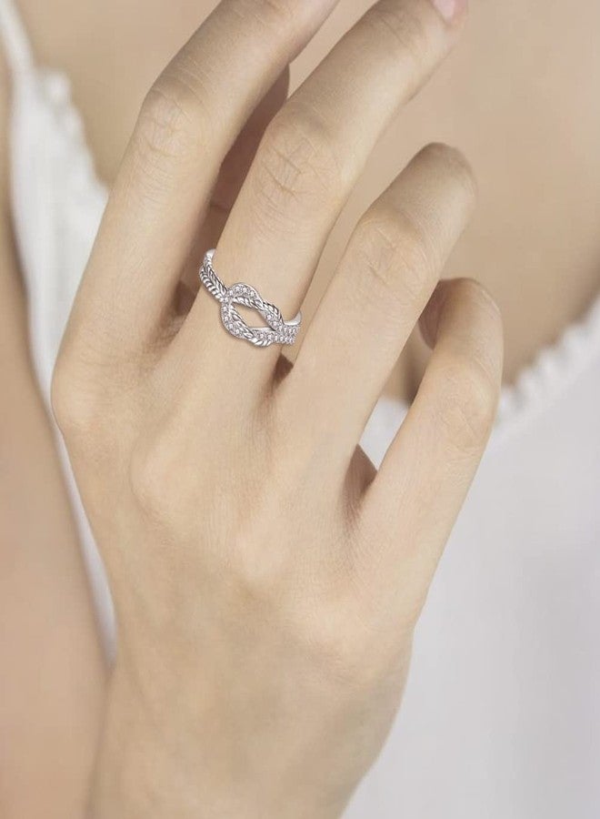 MANBU Sterling Silver Mother Daughter Ring: Engraved "I Love You Forever" Square Knot Ring Jewelry Gift from Mom to Daughter - Image 4