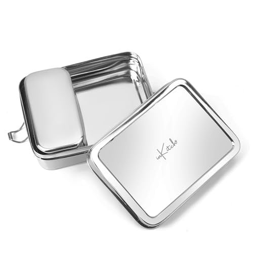 inKitch Stainless Steel Square Tiffin Box for Kids & Office | 650ML Rectangle Lunch Box with Inner Box & Locking Clip | Leak-Proof Steel Tiffin for School, College & Work | Durable & Food Safe - Image 2