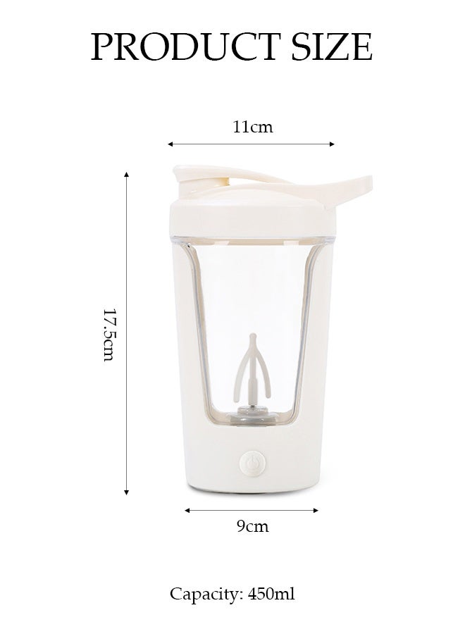 DUNISO 450ML Electric Self‑Stirring Cup  Rechargeable Automatic Glass Mixing Shaker Mug With Handle Portable Travel Blender Bottle Leak‑Proof Auto Magnetic Mug Self Stirring Coffee Mug Rotating Home Office Travel Stirring Cup for Protein, Coffee, Milkshake, Oatmeal - Image 3