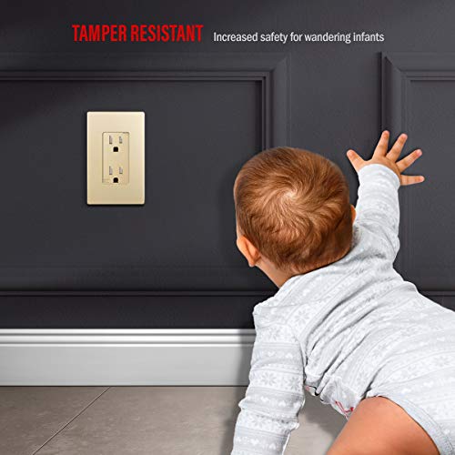 ENERLITES Elite Series Screwless Decorator Wall Plate Child Safe Outlet Cover, Gloss Finish, Size 1-Gang 4.68" H x 2.93" L, Unbreakable Polycarbonate Thermoplastic, SI8831-GD, Gold - Image 4