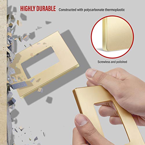ENERLITES Elite Series Screwless Decorator Wall Plate Child Safe Outlet Cover, Gloss Finish, Size 1-Gang 4.68" H x 2.93" L, Unbreakable Polycarbonate Thermoplastic, SI8831-GD, Gold - Image 3