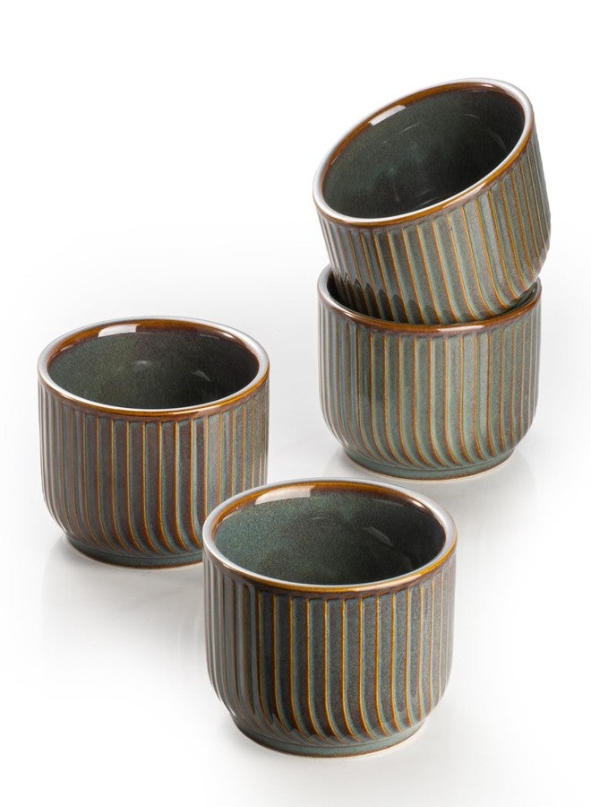 DAFUCERAMIC Ramekins 8 oz Oven Safe, Porcelain Creme Brulee Ramekins Pudding Custard Cups Small Ceramic Souffle Dishes Baking Bowls Set of 4 (GREEN BLUE) - Image 1