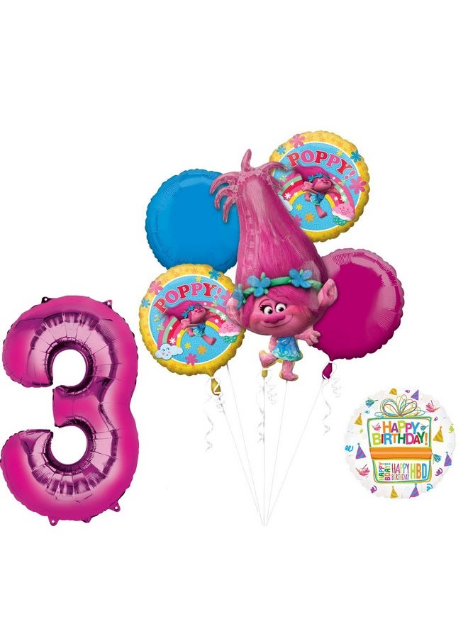 Mayflower Products - Trolls Poppy 3Rd Birthday Party Supplies And Balloon Bouquet Decorations - Image 1