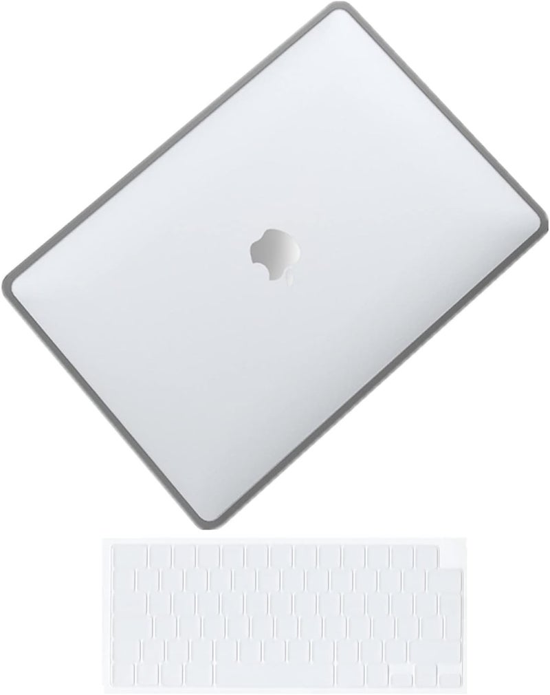سيفن لاين متوافق مع حافظة MacBook Pro 14 بوصة 2024 2023 2022 2021 موديل M4 M3 M2 M1 A2918 A2992 A3112 A3401 A2779 A2442 TPU+PC مقاومة لبصمات الأصابع صلبة وغطاء لوحة مفاتيح، شفاف ورمادي - Image 1