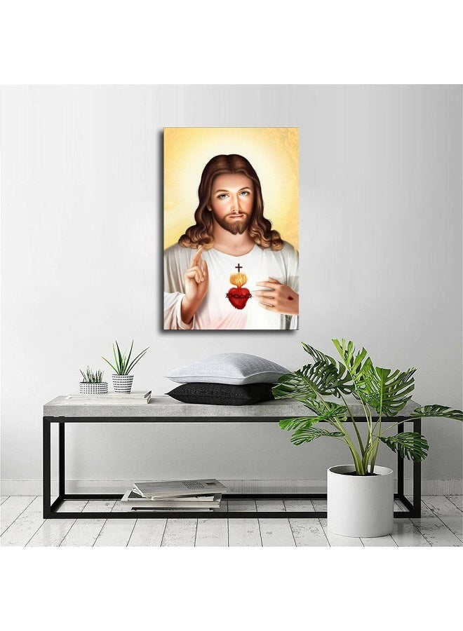 FireDeer Catholic Jesus Poster Print On Canvas Painting Christian God Pictures for Living Room No Frame (Sacred Heart of Jesus-5, 20x30inch) - Image 5
