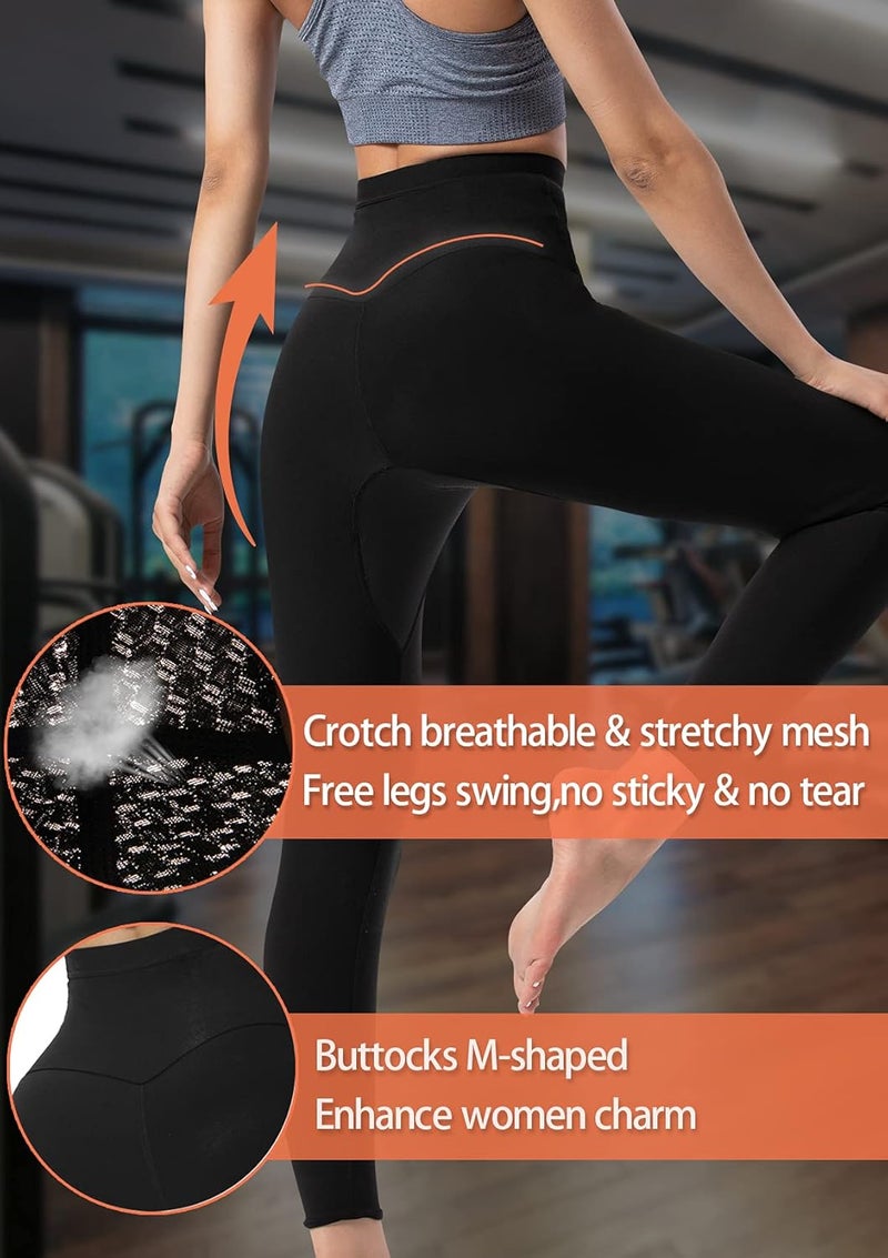 QZSH Sauna Pants Women Sweat Capris Slimming Leggings,Mesh Crotch,High Waist Workout Body Shaper Suits - Image 3
