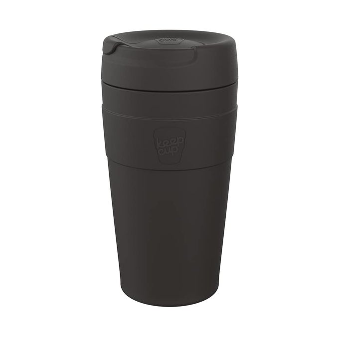 TRAVELLER REUSABLE TRAVEL MUG VACUUM INSULATED STAINLESS STEEL CUP WITH LEAKPROOF SIPPER LID 16OZ454ML BLACK