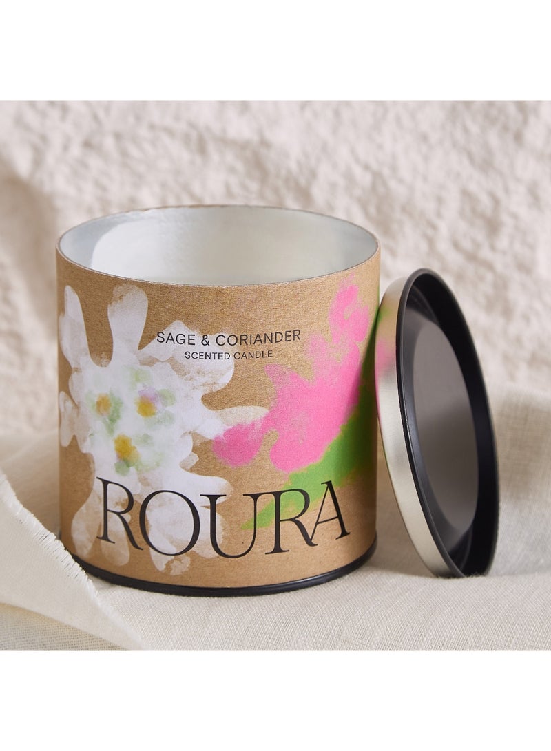 Home Box Roura Cartoon Sage and Coriander Scented Pot Candle with Cover 260 g - Image 1