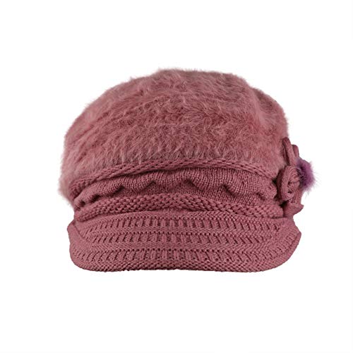 iSWEVEN Winter Woolen Visor Fashionable Cap for Women Girls - Taffy-Pink (40_58D, Free Size) - Image 4