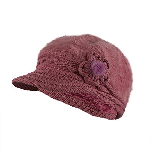 iSWEVEN Winter Woolen Visor Fashionable Cap for Women Girls - Taffy-Pink (40_58D, Free Size) - Image 2