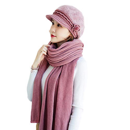 iSWEVEN Winter Woolen Visor Fashionable Cap for Women Girls - Taffy-Pink (40_58D, Free Size) - Image 5