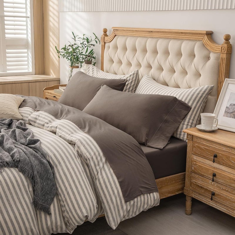 PURE ERA PURE ERA Jersey Knit 4pc Bed Sheet Set 100% T-Shirt Cotton Super Soft Comfy Breathable Fits Mattress Up to 20"" Extra Deep Pocket (New Solid Brown  King)  - Image 1