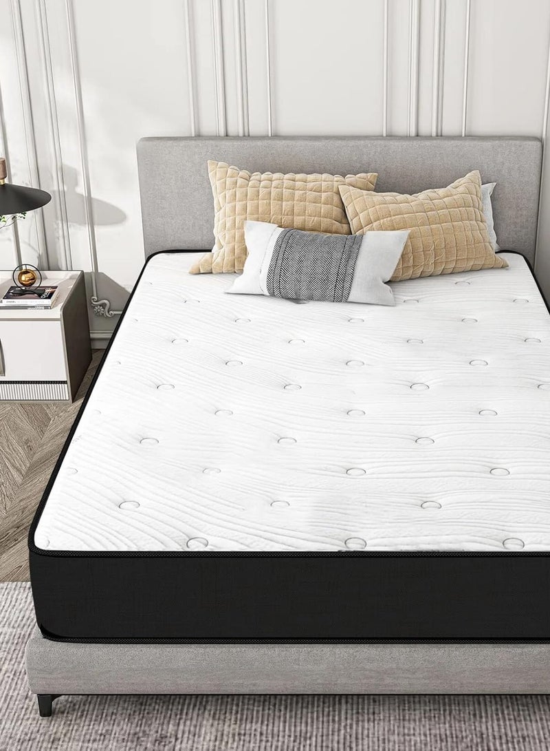 Harmony Home Bonnel Spring Double/Full Size Mattress - 140 cm Width, 190 cm Length, 24 cm Depth, White for Comfort, Support, and Durability. Ideal for Double or Full Size Beds with Balanced Firmness and Softness. - Image 2