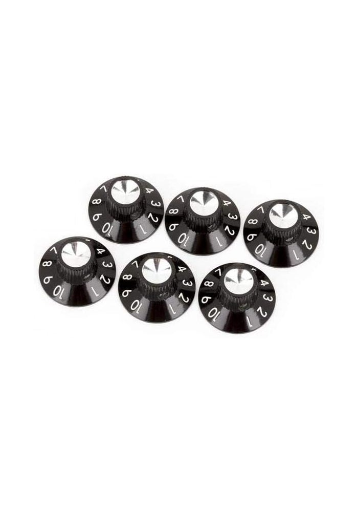 Fender Amp Pot Knobs Set - 6 Black/Silver Knobs for Guitar Amplifiers