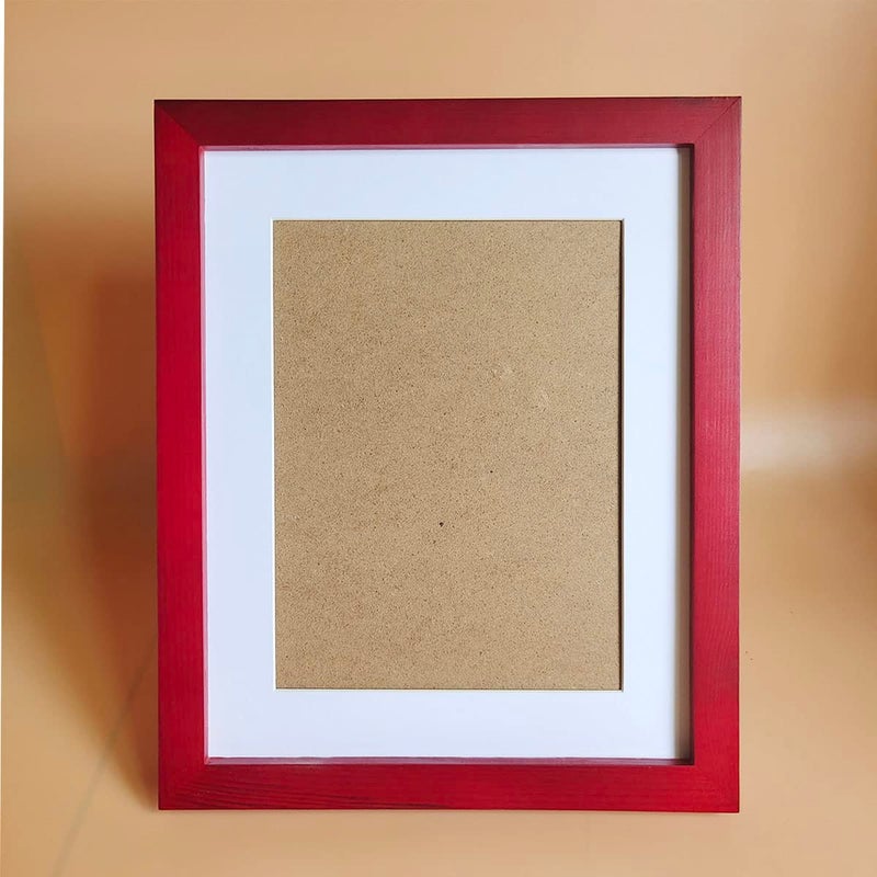 KELE MODEL 8x10 Picture Frames RED Solid Wood Frame  Plastic Panel (Film Needs to be Removed) Table or Wall.Front Window Opening 7.5x9.5 inch. - Image 2