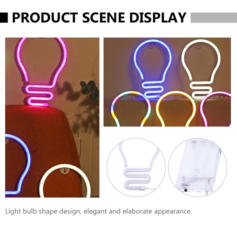 1 Set Light Bulb Design Neon Light Sign Neon Light Night Light Decoration - Image 5