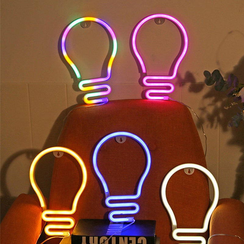 1 Set Light Bulb Design Neon Light Sign Neon Light Night Light Decoration - Image 1