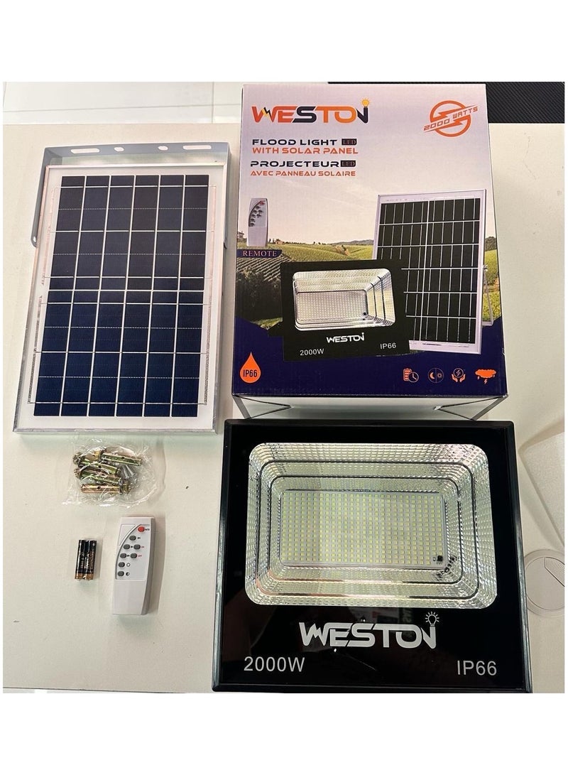 Regal Led Solar Flood Light 2000W Remote Control Waterproof 6500K White Light 