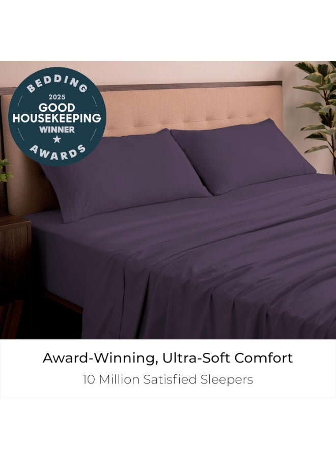 Mellanni King Sheets Set - 4 PC Iconic Collection Bedding - Hotel Luxury, Extra Soft, Cooling Bed Sheets - Wrinkle, Fade, Stain Resistant (King, Purple) - Image 5