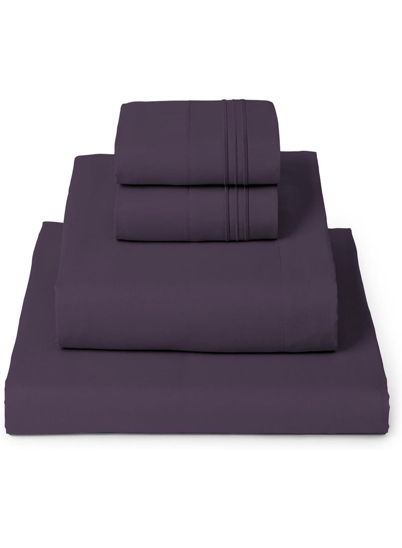 Mellanni King Sheets Set - 4 PC Iconic Collection Bedding - Hotel Luxury, Extra Soft, Cooling Bed Sheets - Wrinkle, Fade, Stain Resistant (King, Purple) - Image 1