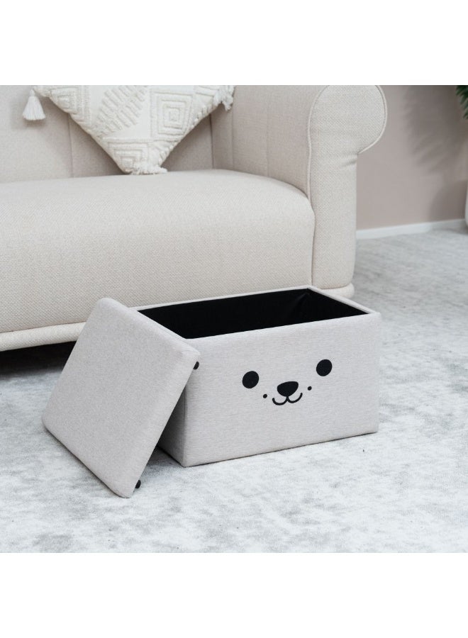 DANUBE HOME Face Storage Ottoman | Multi-Functional Stool | Upholstered Footrest With Storage L43xW32xH32cm -Beige - Image 2