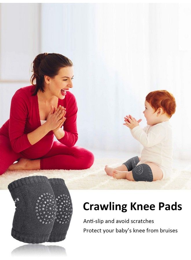 Satinior 6 Pairs Crawling Knee Pads Antislip Baby Knee Protectors Toddlers Leg Warmers (White Pink Dark Gray) - Image 5