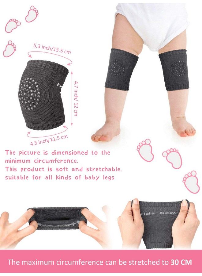 Satinior 6 Pairs Crawling Knee Pads Antislip Baby Knee Protectors Toddlers Leg Warmers (White Pink Dark Gray) - Image 4