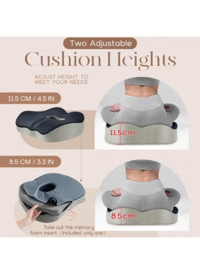 [وسادة مقعد دائرية (دونات) مبتكرة] - ميموري فوم مع قاعدة غير قابلة للانزلاق لتخفيف آلام البواسير وعرق النسا - عملية ومريحة للاستخدام اليومي - Image 3