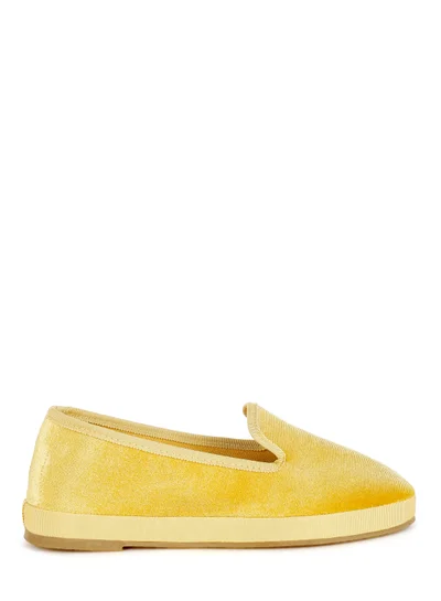 London Rag Velvet Round Toe Slip-On Loafers in Light Yellow