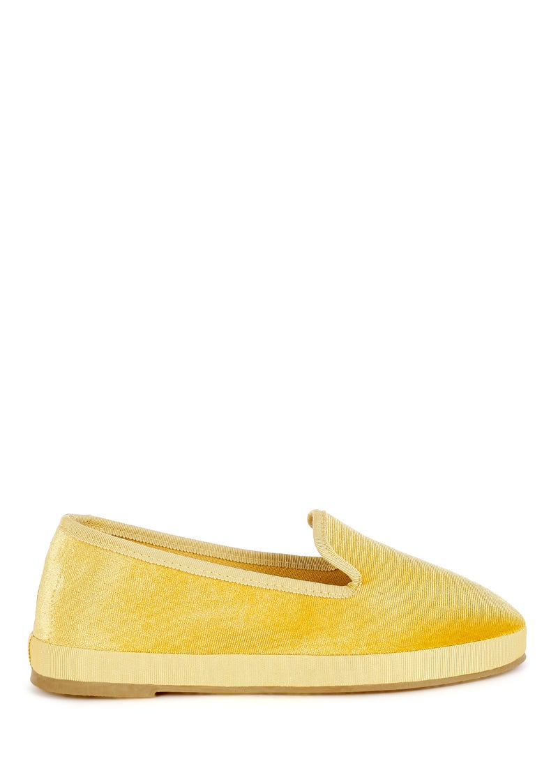 London Rag Velvet Round Toe Slip-On Loafers in Light Yellow - Image 1
