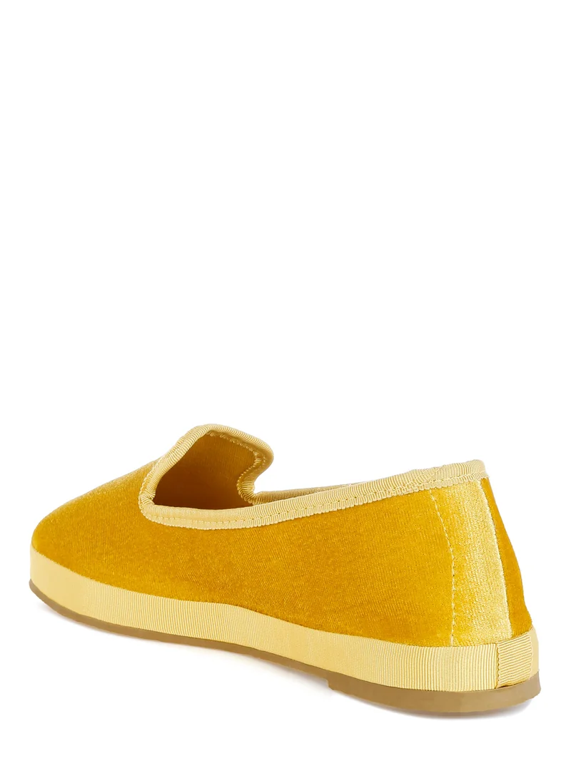 London Rag Velvet Round Toe Slip-On Loafers in Light Yellow