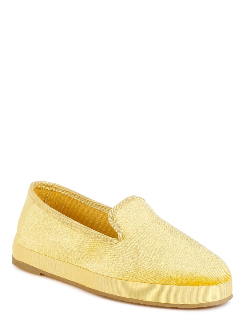 London Rag Velvet Round Toe Slip-On Loafers in Light Yellow - Image 2