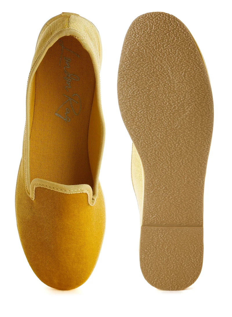 London Rag Velvet Round Toe Slip-On Loafers in Light Yellow