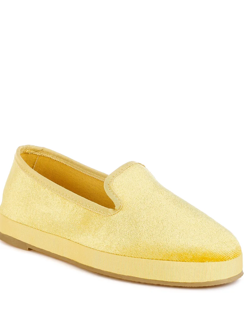 London Rag Velvet Round Toe Slip-On Loafers in Light Yellow