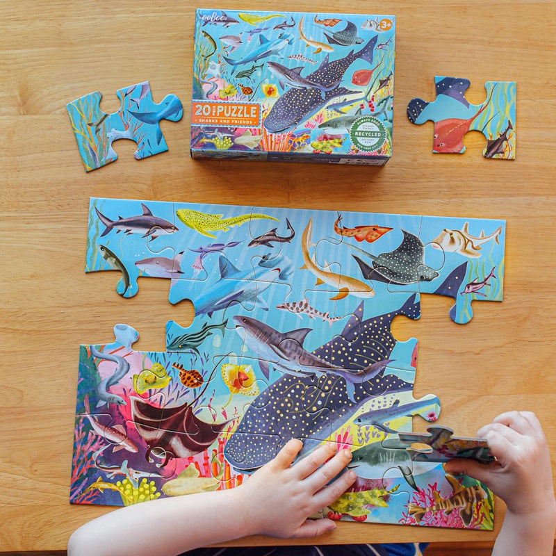 eeBoo 20 Piece Jigsaw Puzzle - Sharks & Friends Children's Puzzle Ocean Themed, Large Pieces for Small Hands to Develop Motor Skills - Image 4