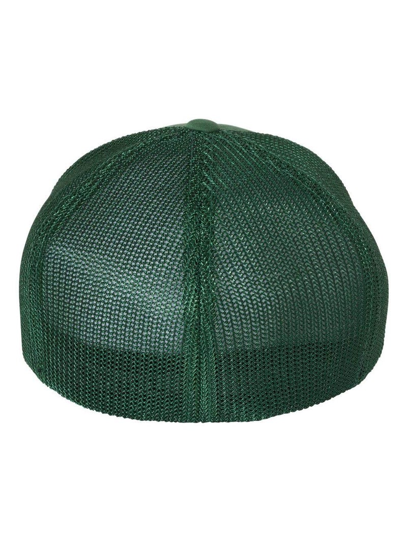 Flexfit Unisex Mesh Fitted Trucker Hat, Evergreen, One Size - Image 3