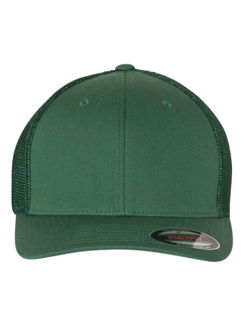 Flexfit Unisex Mesh Fitted Trucker Hat, Evergreen, One Size - Image 2