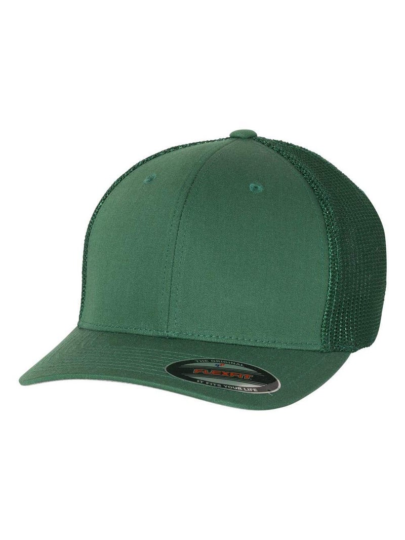 Flexfit Unisex Mesh Fitted Trucker Hat, Evergreen, One Size - Image 1