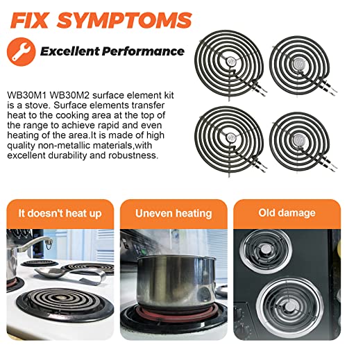 Beaquicy 4 Pack ERS30M1 ERS30M2 Electric Stove Burner - Replacement for GE Hotpoint Kenmore,Electric Range Stove Burner Element Replacement 6"and 8" - Replaces WB30M1 and WB30M2 GE Stove Electric Burner - Image 5