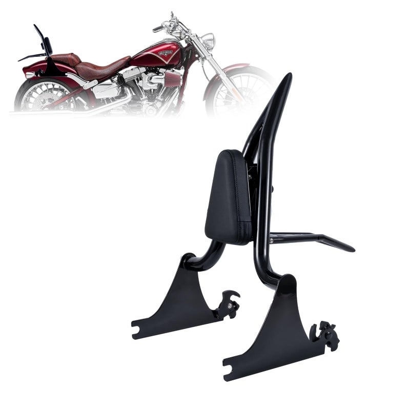 Kinglemc Adjustable OnePiece Sissy Bar Luggage Rack Passenger Backrest with Lock for Harley Breakout FXSB FXSE FXSTGloss Black