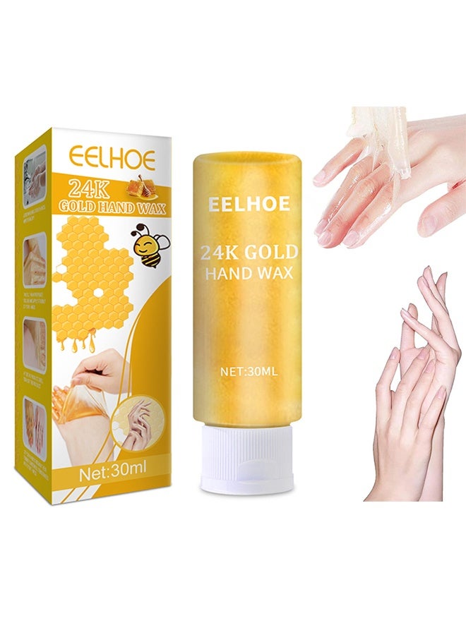 EELHOE 24K Gold Hand  Wax  Milk & Honey Moisturizing Peel Off Hand Wax Mask Hydrating Exfoliating Nourish Whitening Skin - Image 1