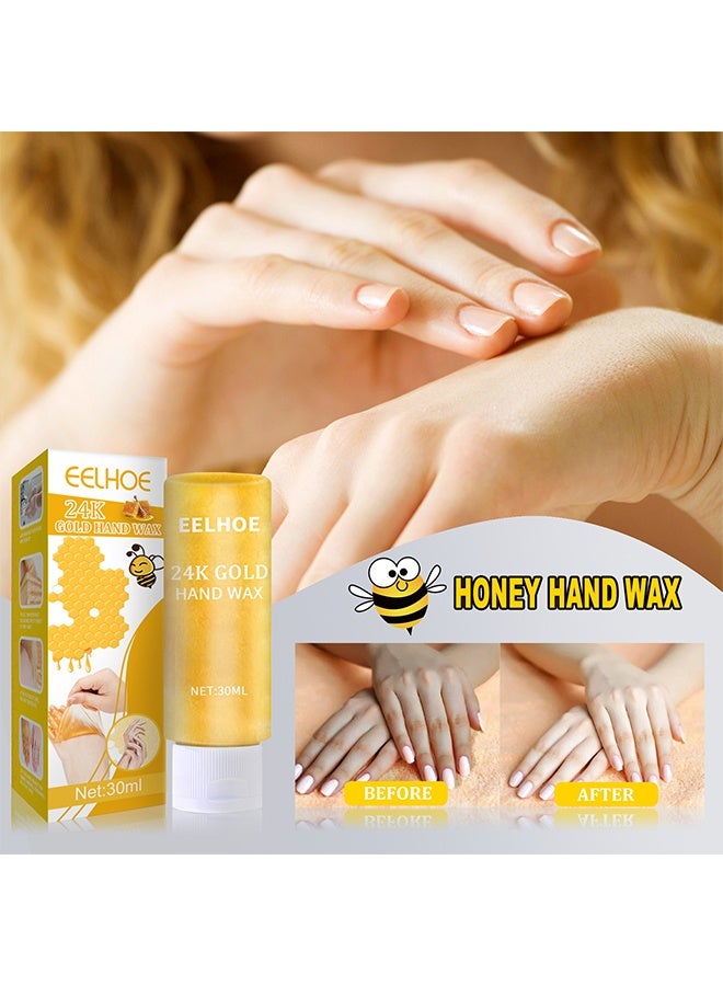 EELHOE 24K Gold Hand  Wax  Milk & Honey Moisturizing Peel Off Hand Wax Mask Hydrating Exfoliating Nourish Whitening Skin - Image 2