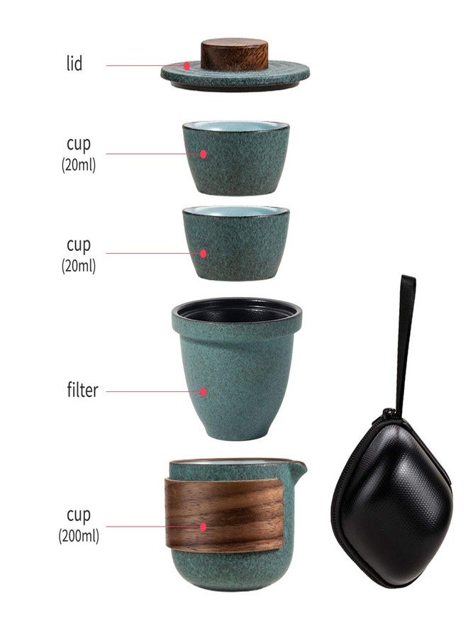 Dltsli Mini Travel Ceramic Tea Pot Set Chinese Kung Fu Teapot, 1 Pot 2 Cups Porcelain Teacup with Tea Infuser Portable Bag for Outdoor Picnic Hotel - Image 2