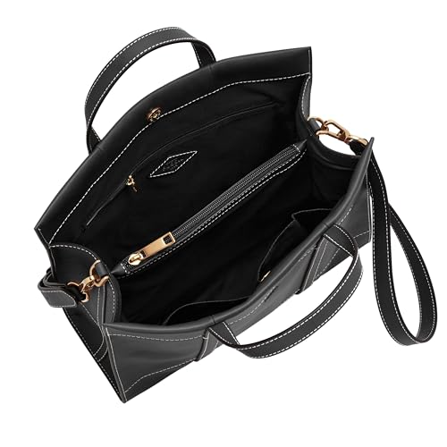 Fossil Women's Carmen Leather Shopper Tote Purse Handbag, Black (Model: ZB7938001) - Image 2