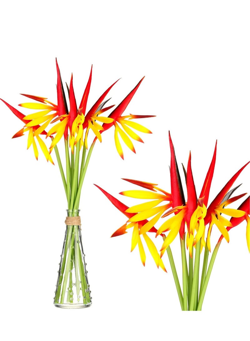 KASTWAVE 10Pack Artificial Flowers Bird of Paradise 22 Inch Hawaiian Tropical Flowers UV Resistant No Fade Fake Plastic Plants for Home Garden Office Wedding Decorations Yellow - Image 1