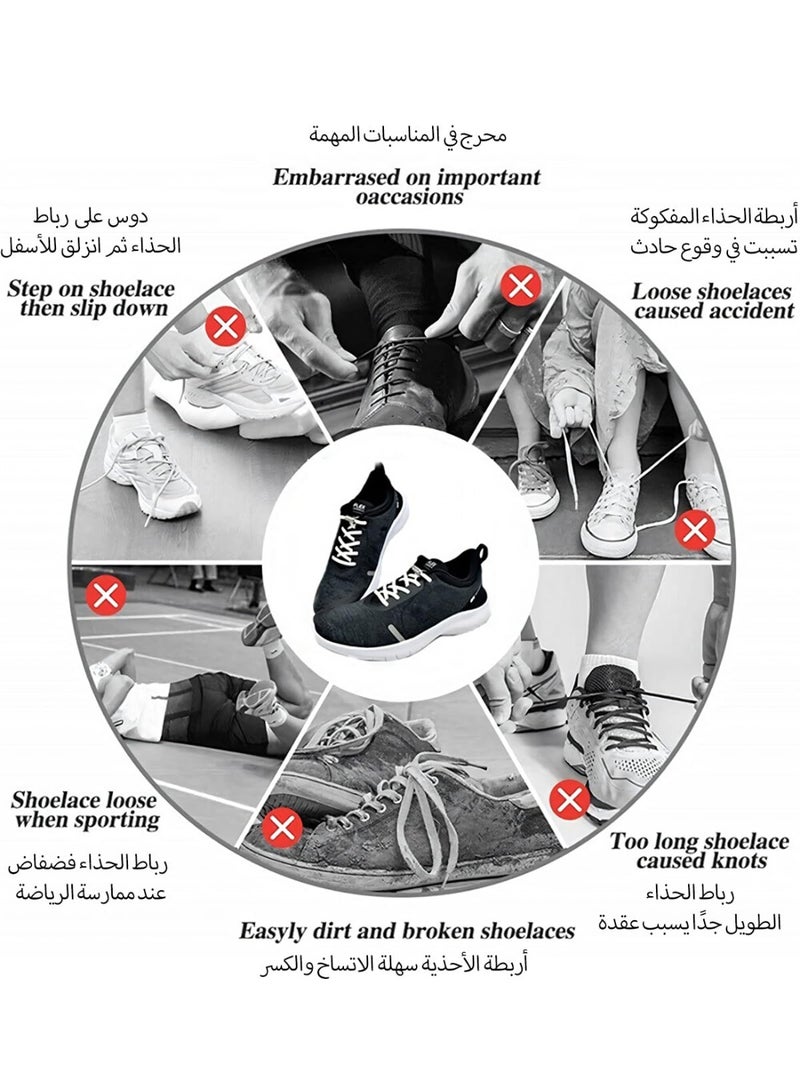 Product description (1 Pair) Elastic No Tie Shoelaces, Proxima Direct Semicircle Shoe Laces Quick Lazy Metal Lock Laces Shoe Strings, System With Elastic Shoe Laces - One Size Fits All Kids & Adult, Elderly - Image 5