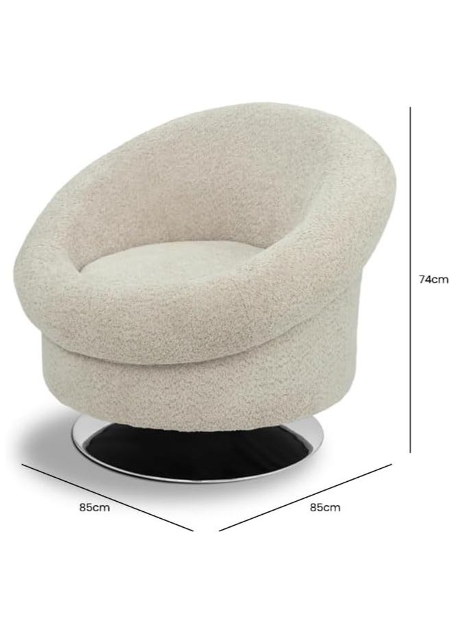 VANITY LIVING Modern Beige Queen Swivel Chair, Plush Fabric, Chrome Base – Ergonomic 360° Office & Home Chair  - Image 2