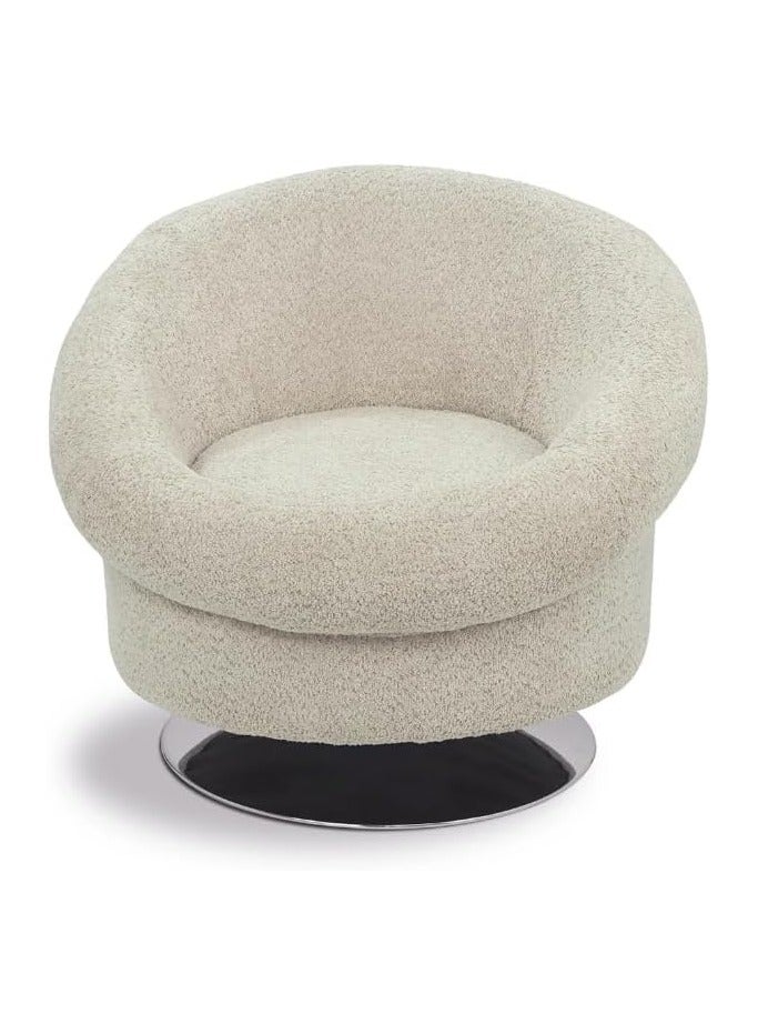VANITY LIVING Modern Beige Queen Swivel Chair, Plush Fabric, Chrome Base – Ergonomic 360° Office & Home Chair  - Image 3